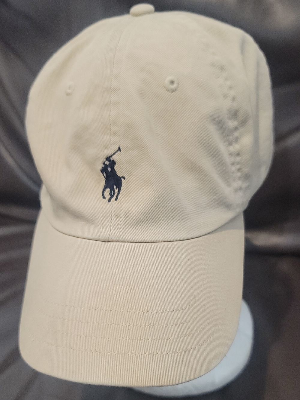 Polo by Ralph Lauren Beige Adjustable Cap Hat with Navy Pony Embroidery